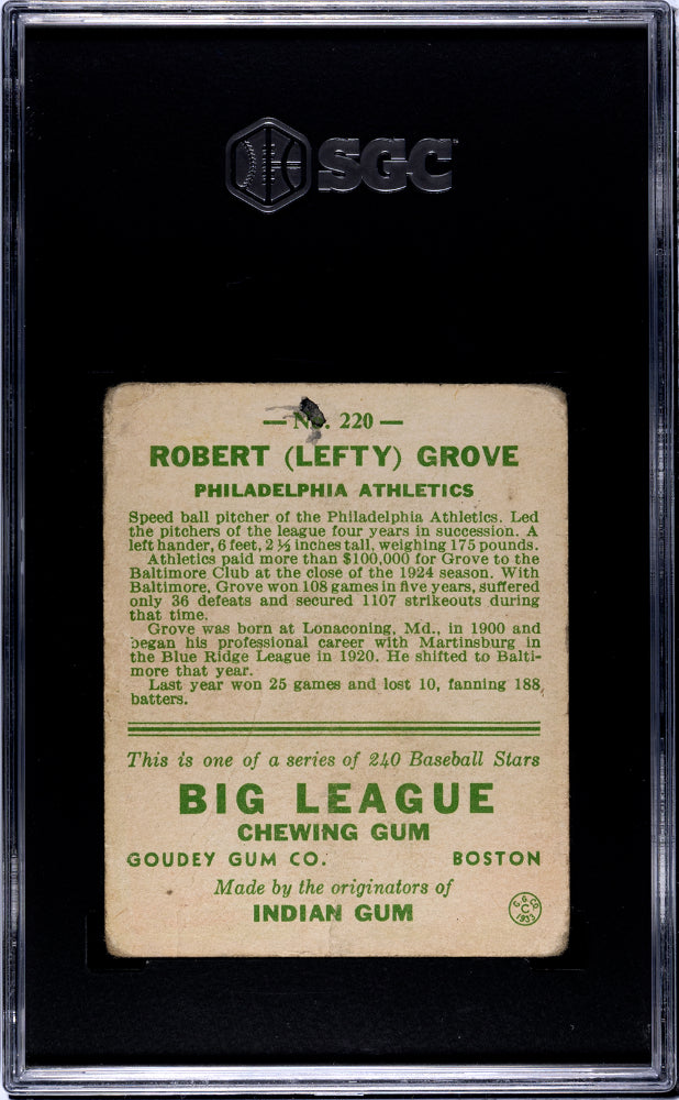 1933 Goudey Lefty Grove #220 SGC 1