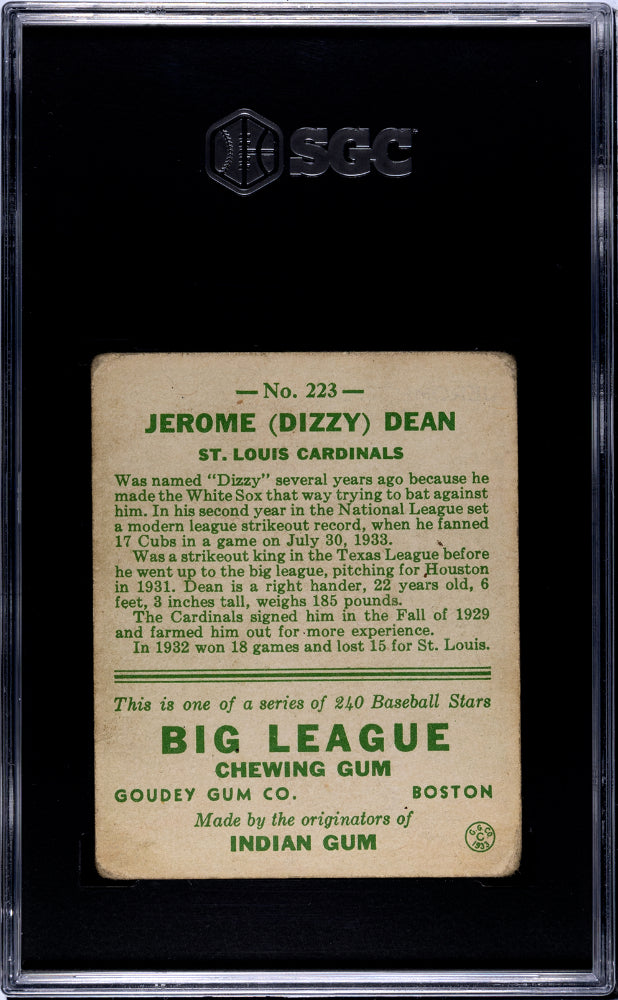 1933 Goudey Dizzy Dean #223 SGC 1.5