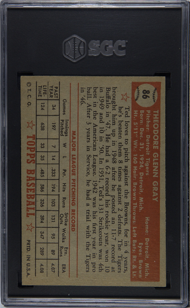 1952 Topps Ted Gray #86 SGC 5.5