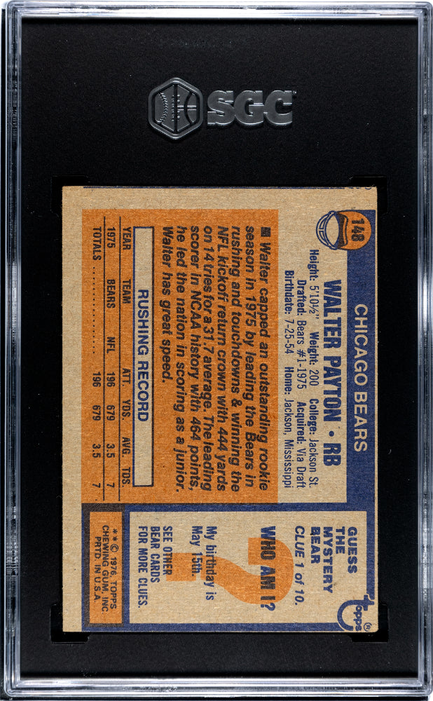1976 Topps Walter Payton #148 SGC 3