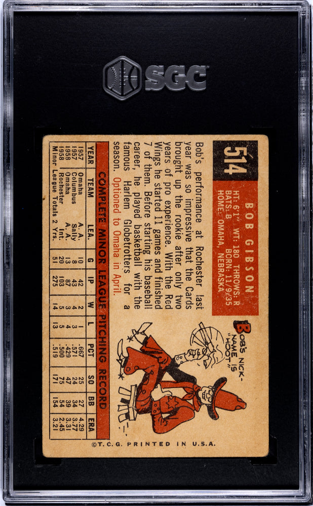 1959 Topps Bob Gibson #514 SGC 3