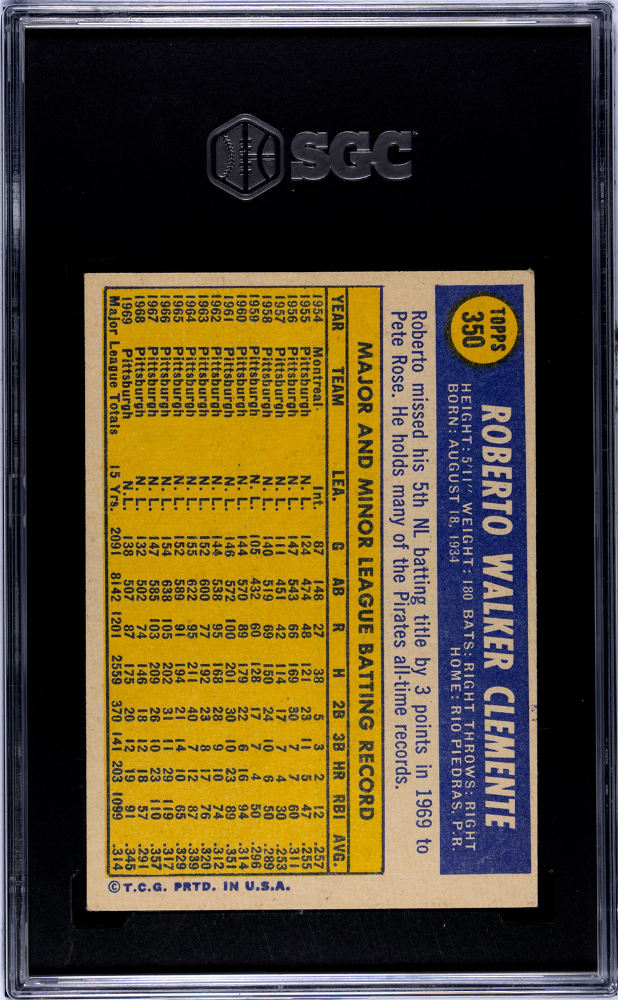 1970 Topps Roberto Clemente #350 SGC 5