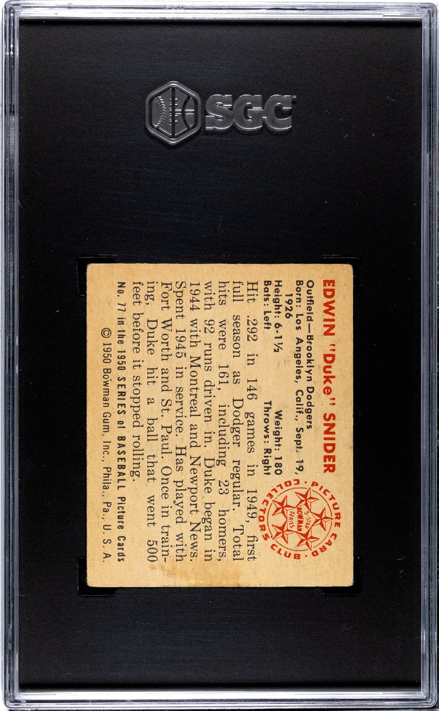 1950 Bowman Duke Snider #77 SGC 3