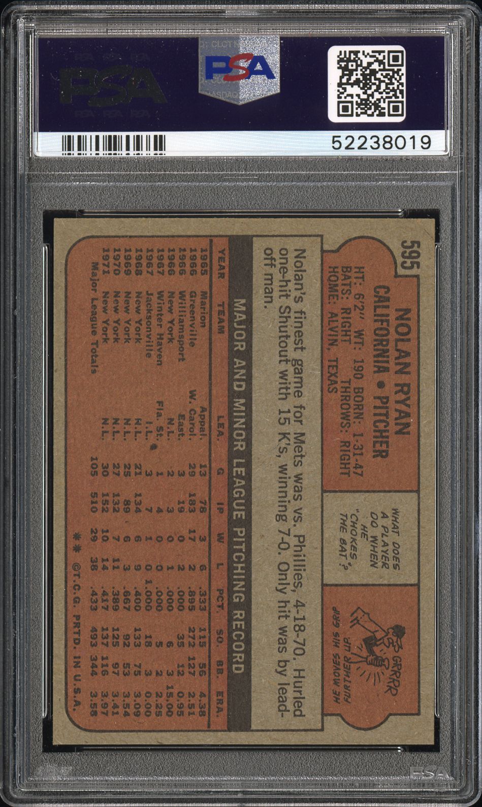 1972 Topps Nolan Ryan #595 PSA 7