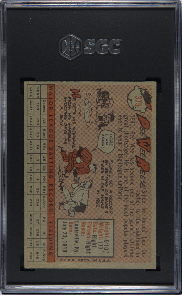 1958 Topps Pee Wee Reese #375 SGC 4