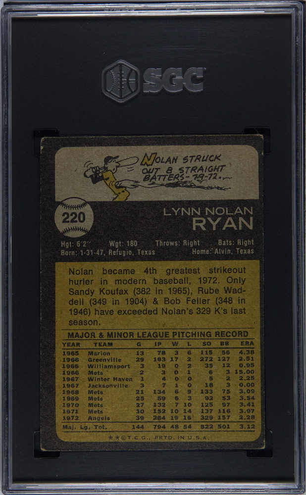 1973 Topps Nolan Ryan #220 SGC 3
