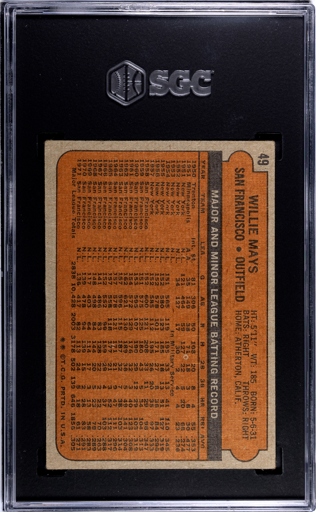 1972 Topps Willie Mays #49 SGC 2