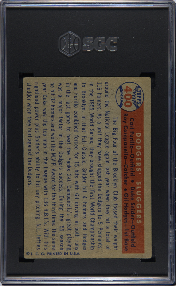 1957 Topps Dodgers' Sluggers #400 SGC 3