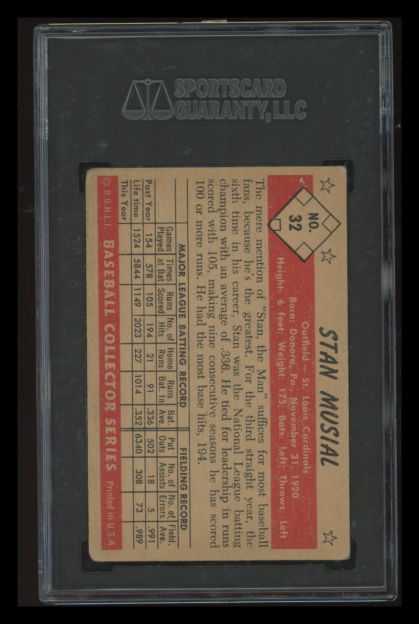 1953 Bowman Color Stan Musial #32 SGC 4