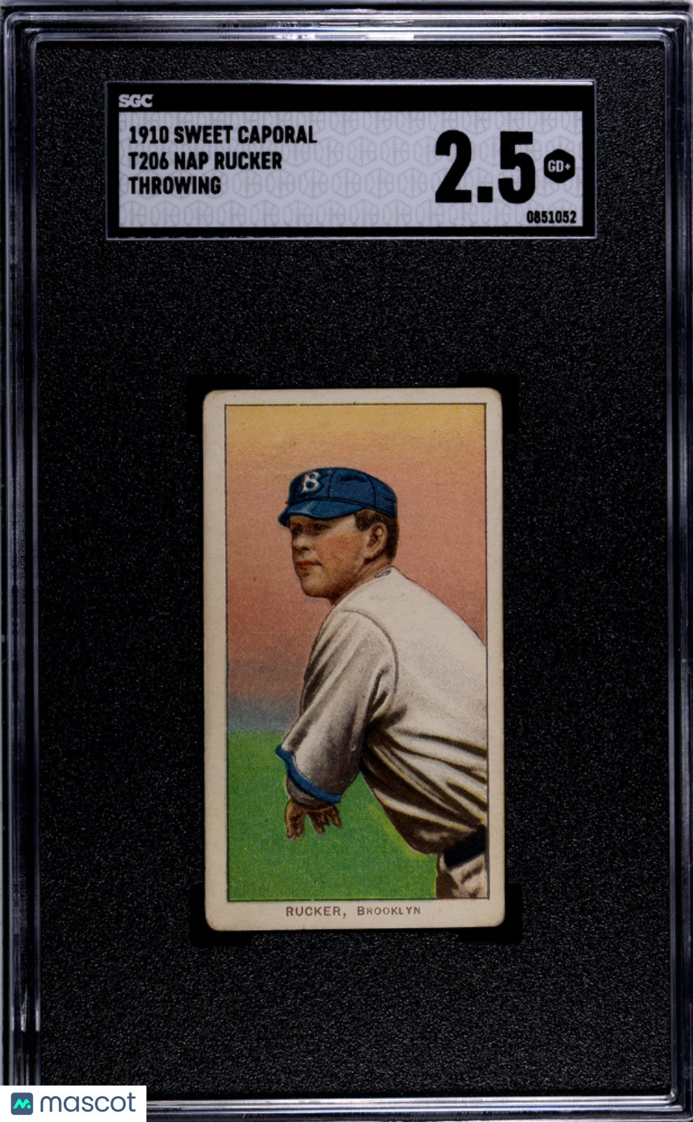1910 Sweet Caporal (T206) Nap Rucker Throwing SGC 2.5