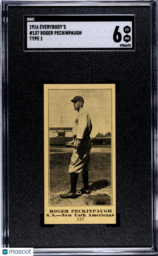 1916 Everybody's Roger Peckinpaugh #137 Type SGC 6