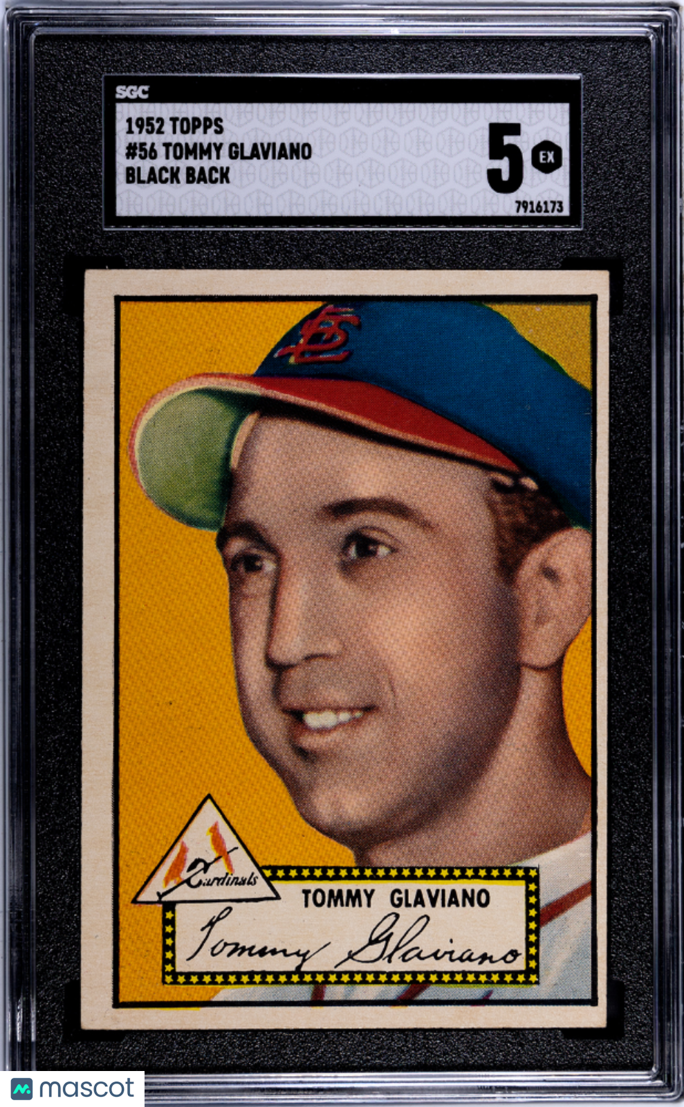 1952 Topps Tommy Glaviano #56 Black Back SGC 5