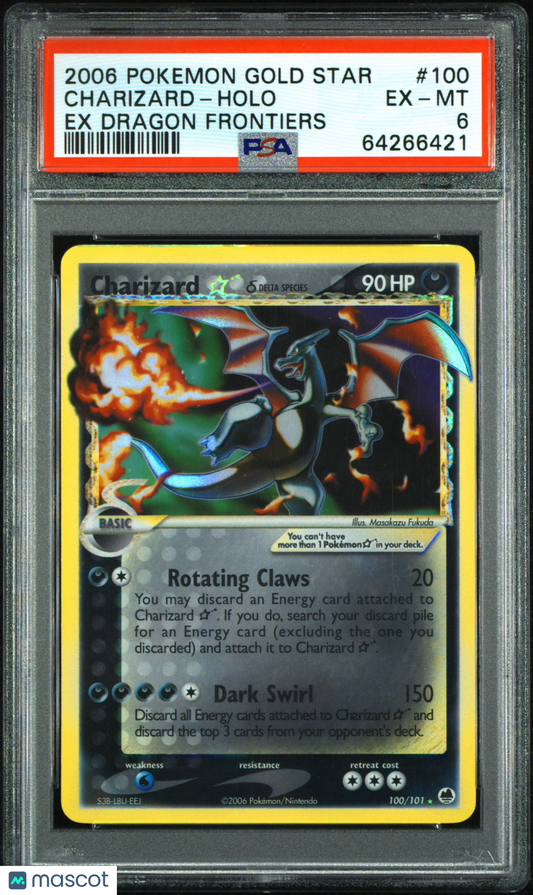 2006 Pokemon EX Dragon Frontiers Charizard Gold Star Holo PSA 6 #100