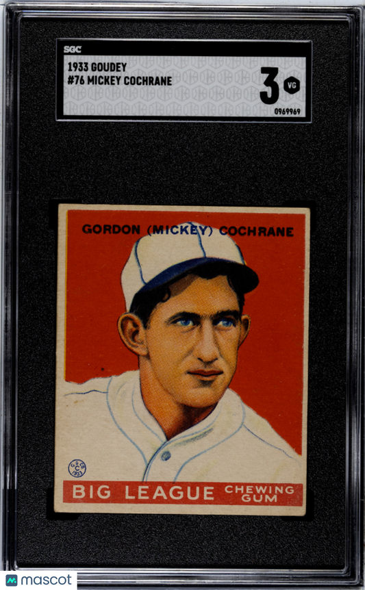 1933 Goudey Mickey Cochrane #76 SGC 3