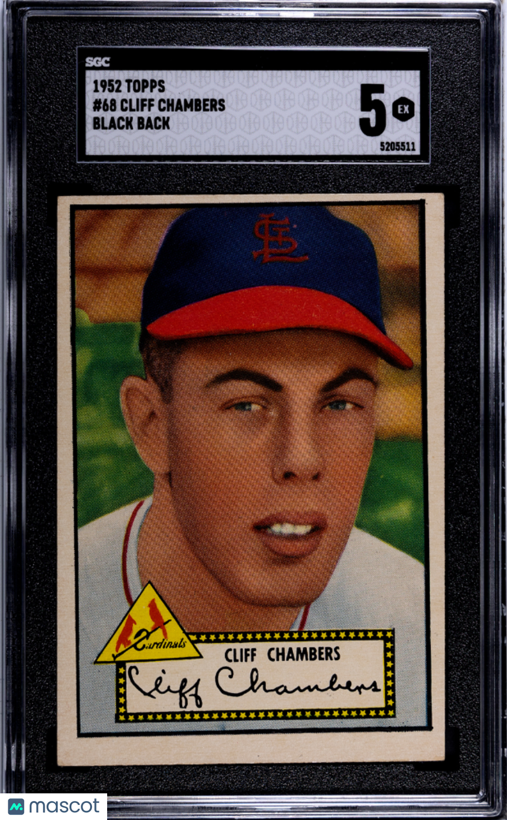 1952 Topps Cliff Chambers #68 Black Back SGC 5