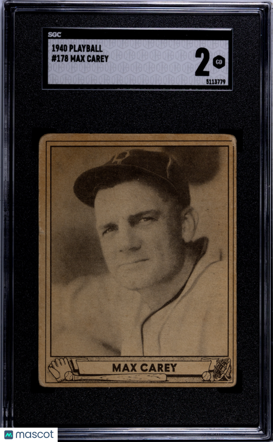 1940 Playball Max Carey #178 SGC 2