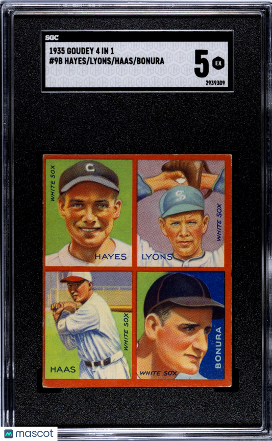 1935 Goudey 4 In 1 Bonura Haas Lyons Hayes #9B SGC 5