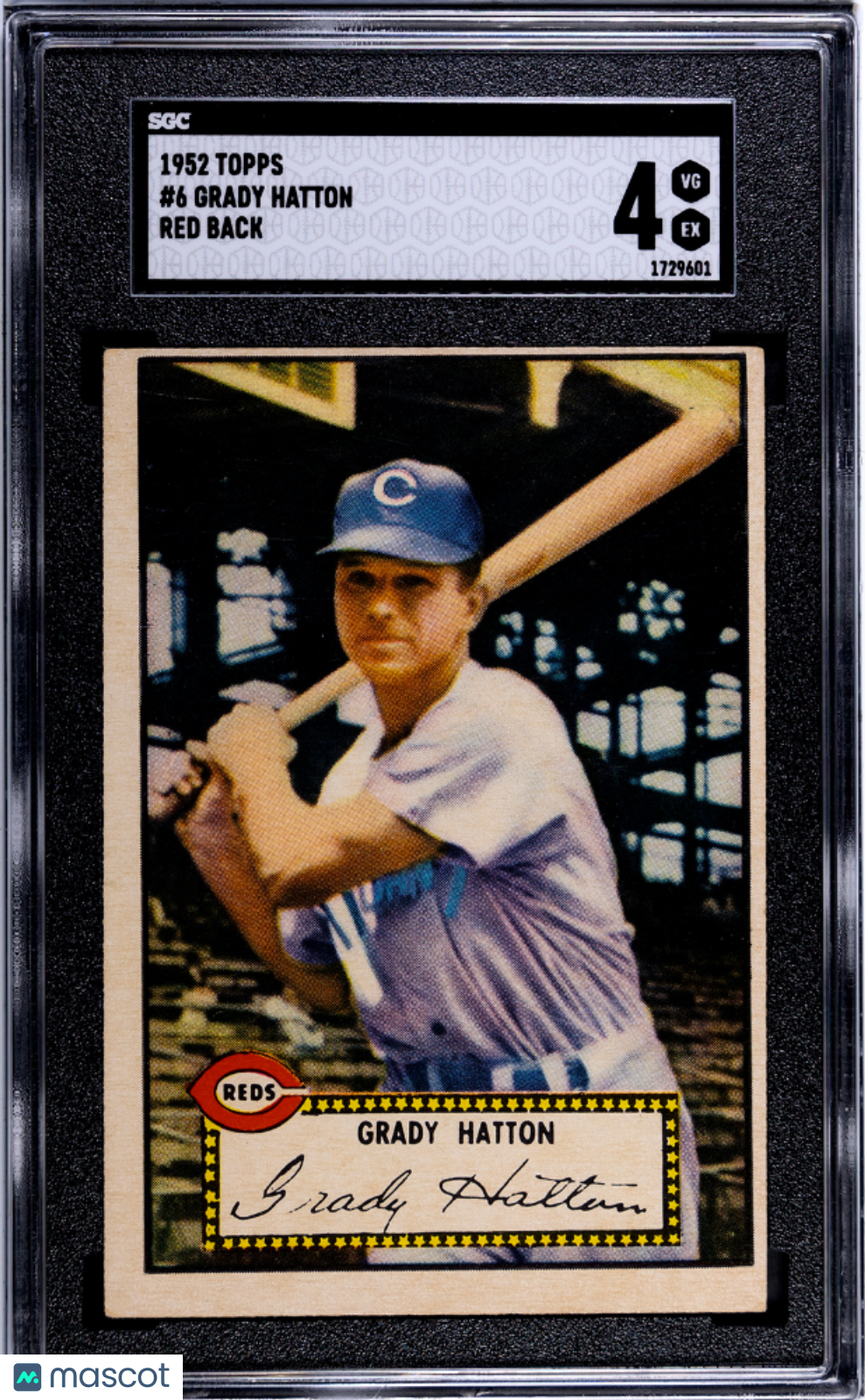 1952 Topps Grady Hatton #6 Red Back SGC 4