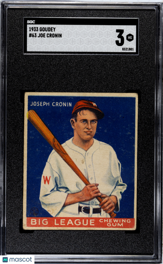 1933 Goudey Joe Cronin #63 SGC 3