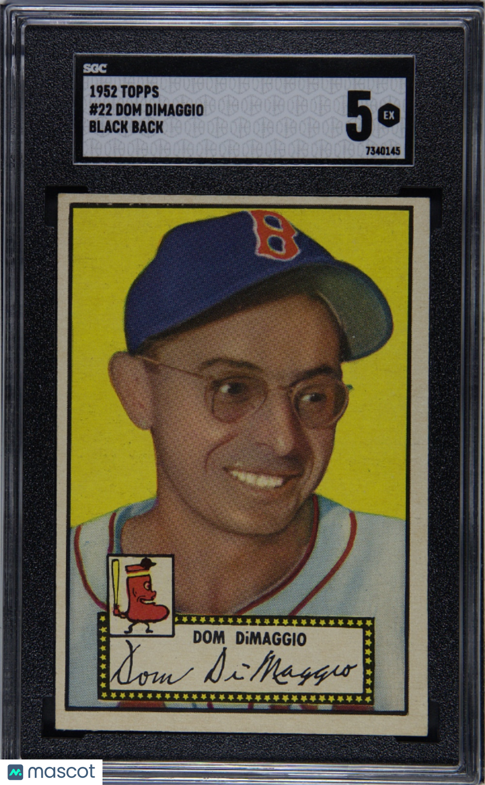 1952 Topps Dom Dimaggio #22 Black Back SGC 5