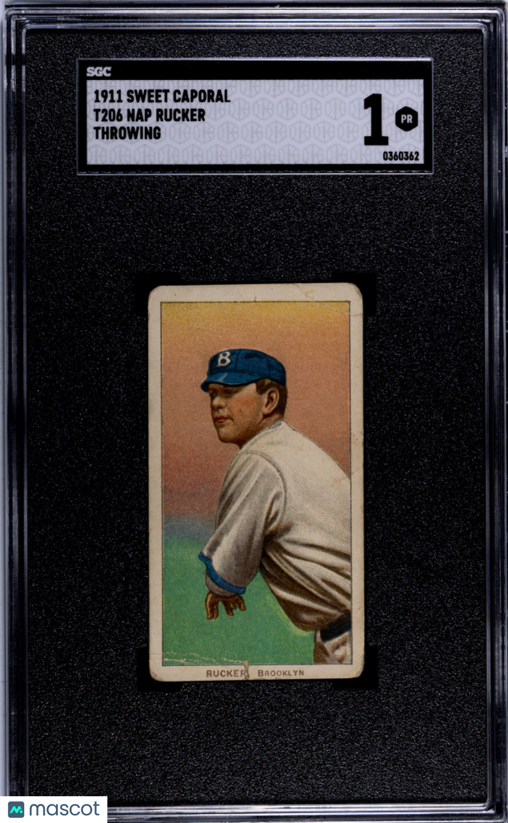 1911 Sweet Caporal (T206) Nap Rucker Throwing SGC 1