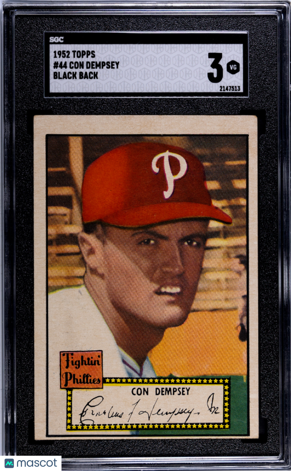 1952 Topps Con Dempsey #44 Black Back SGC 3