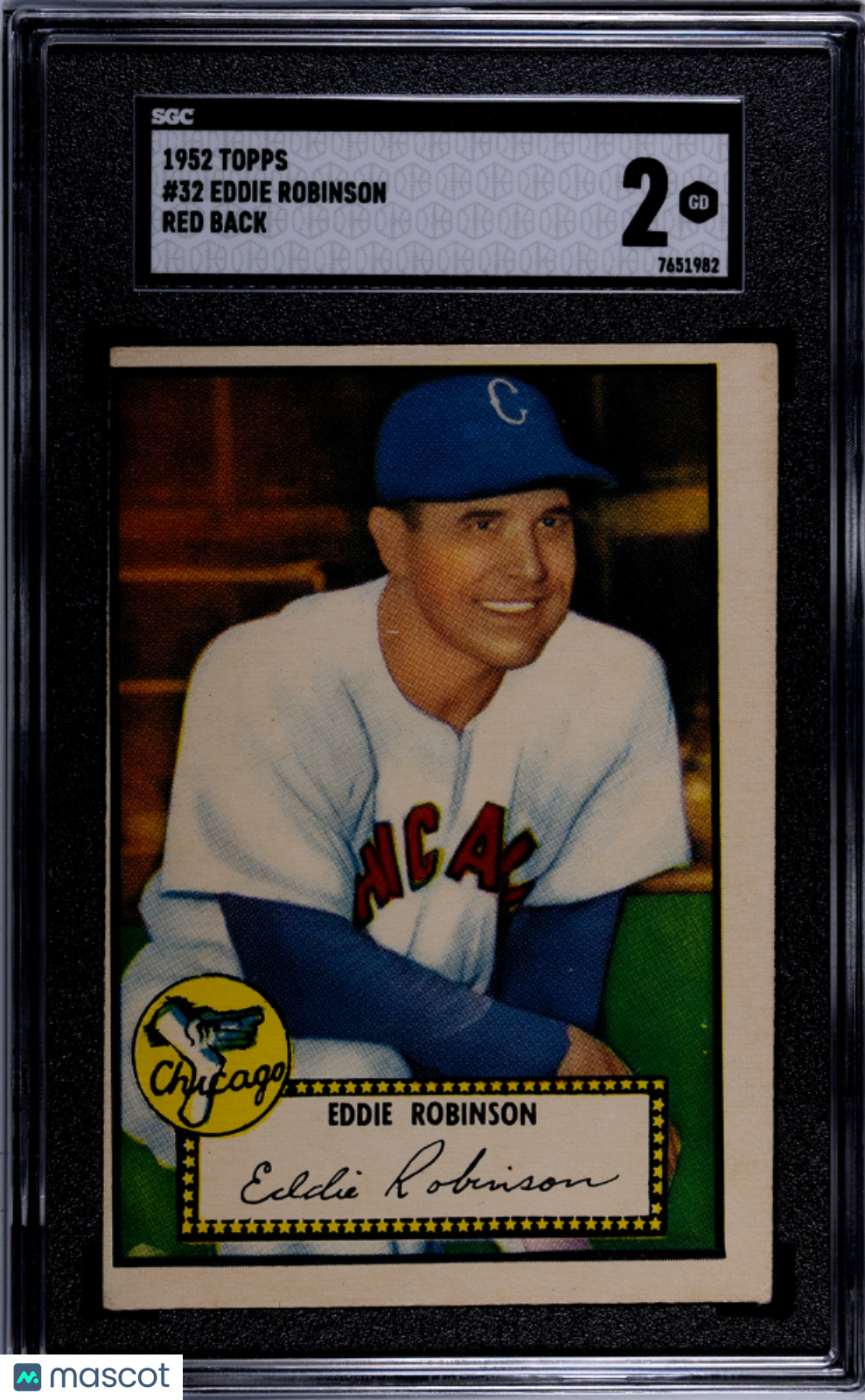 1952 Topps Eddie Robinson #32 Red Back SGC 2