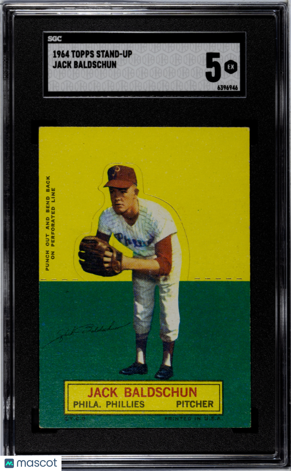 1964 Topps Stand-Up Jack Baldschun, Short Print SGC 5