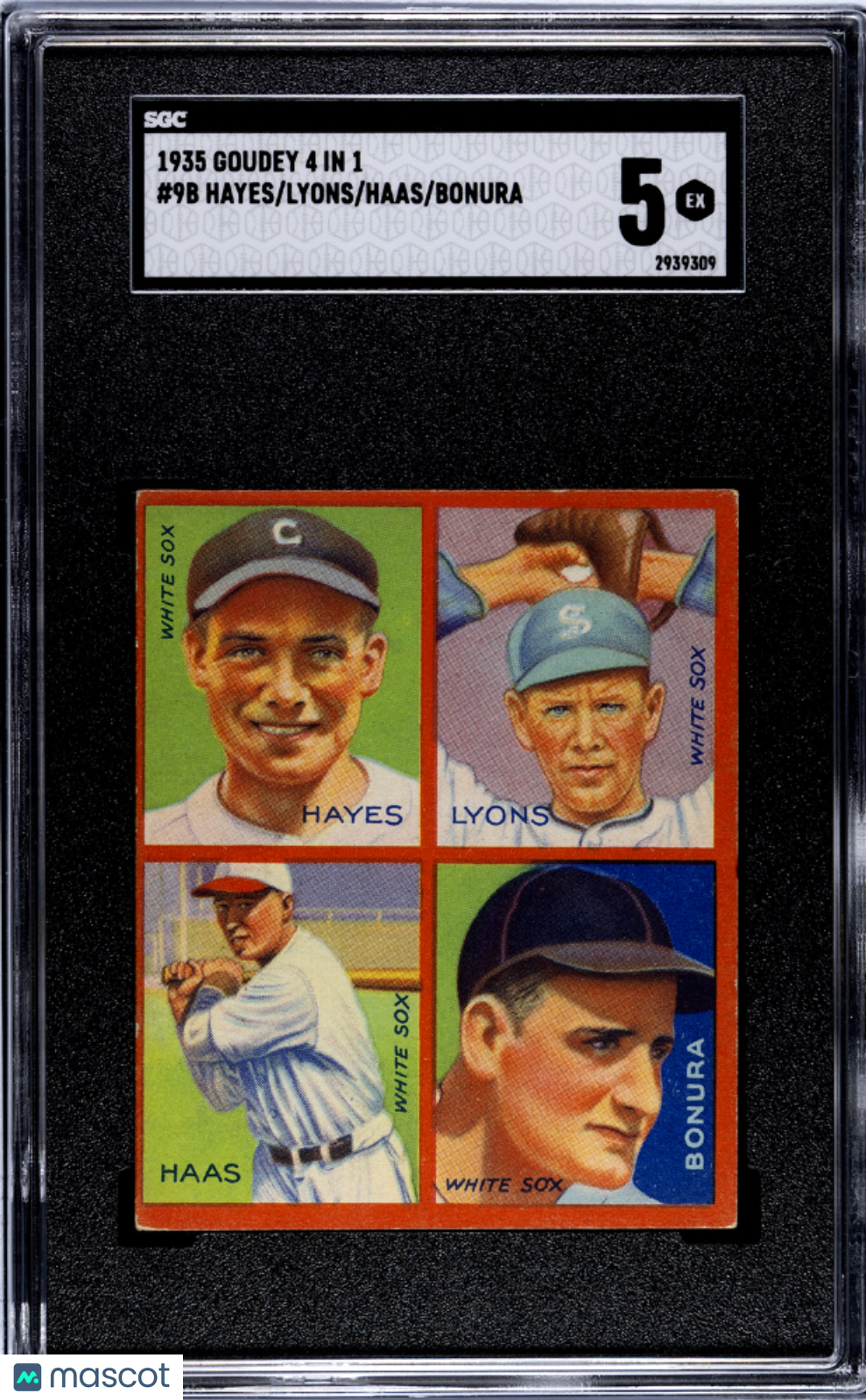 1935 Goudey 4 In 1 Bonura Haas Lyons Hayes #9B SGC 5
