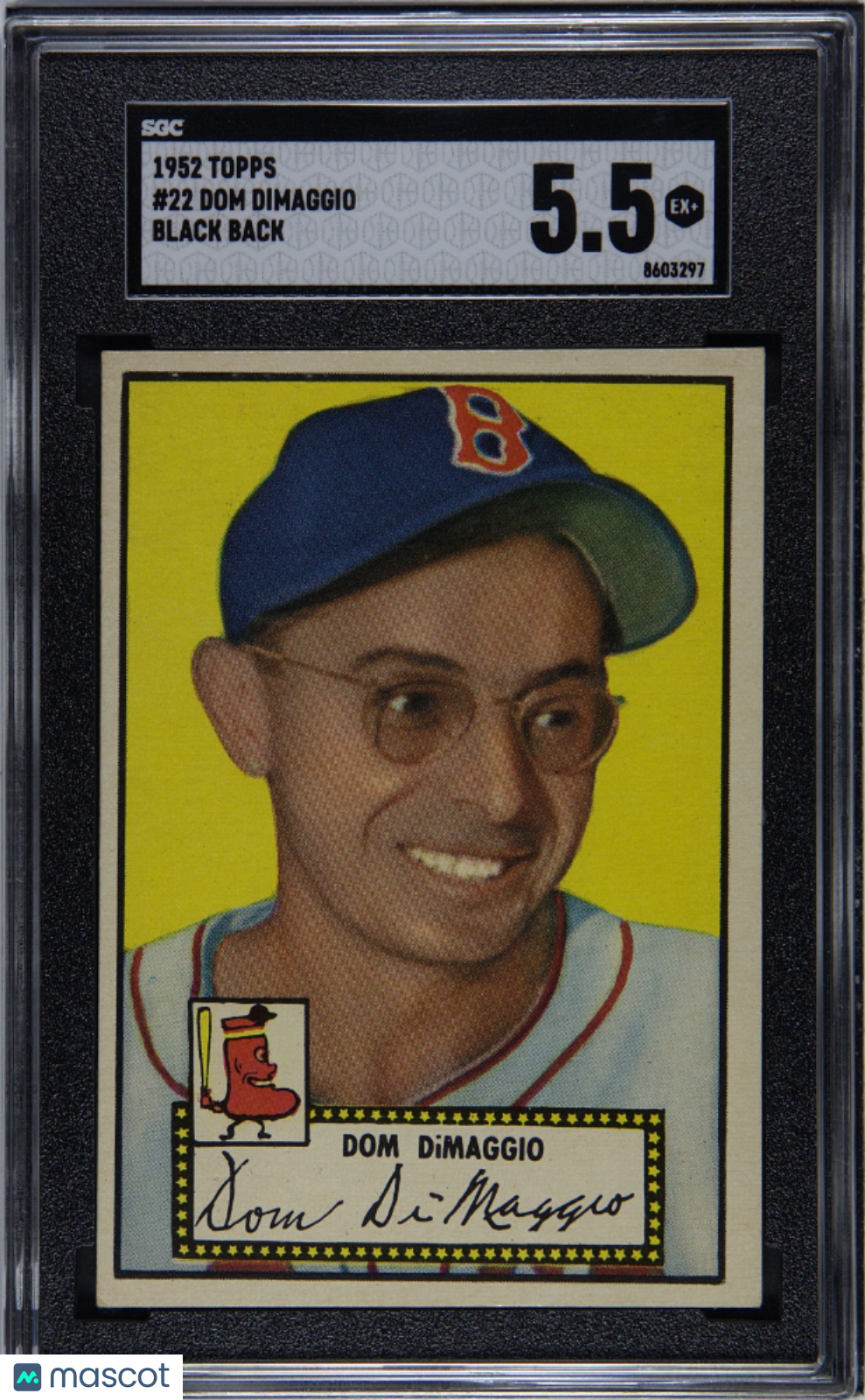 1952 Topps Dom Dimaggio #22 Black Back SGC 5.5