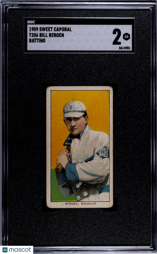 1909 Sweet Caporal (T206) Bill Bergen Batting SGC 2