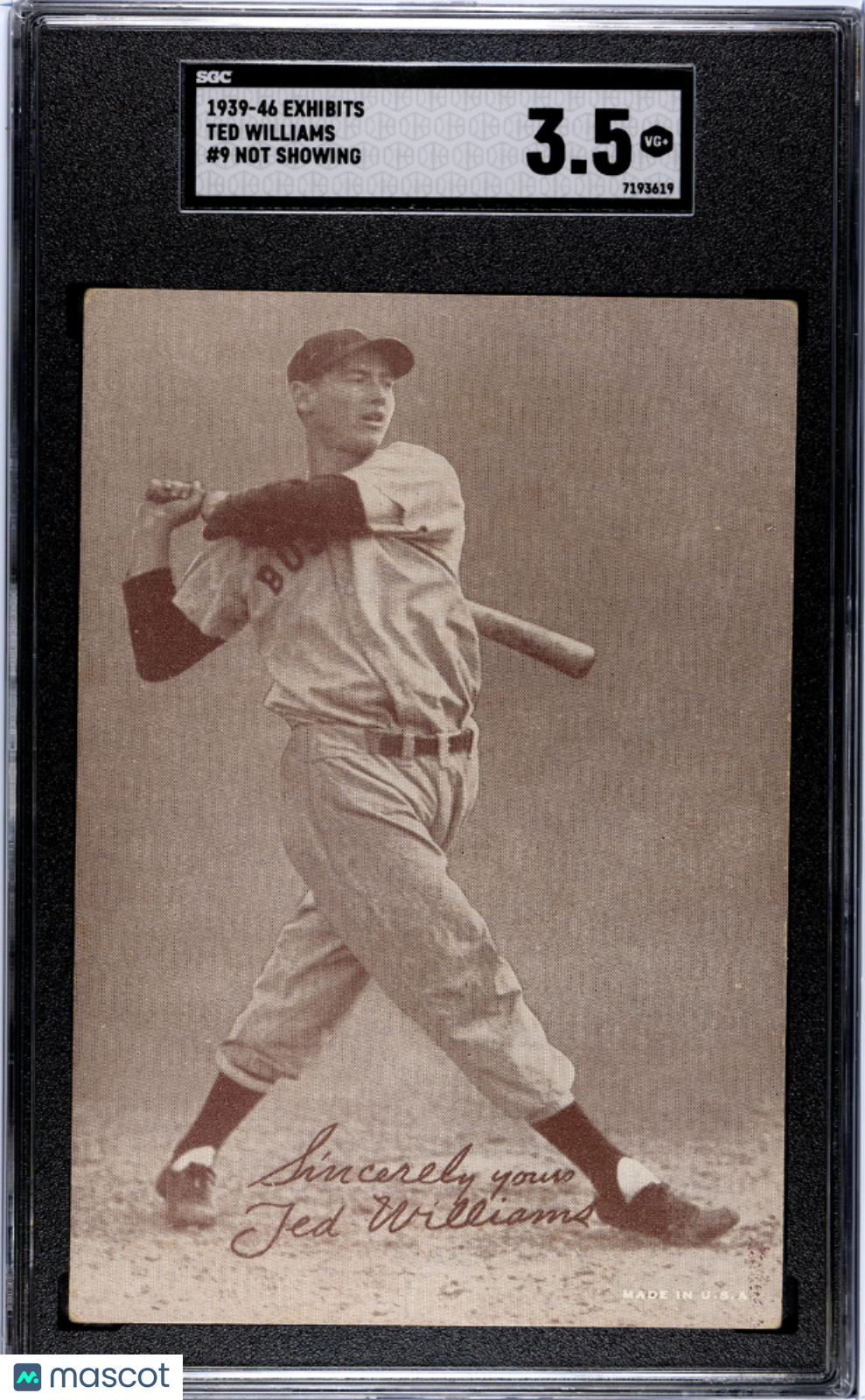 1939 Exhibits Ted Williams #9 Not Showing SGC 3.5