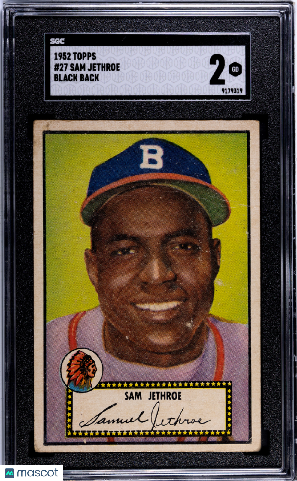 1952 Topps Sam Jethroe #27 Black Back SGC 2