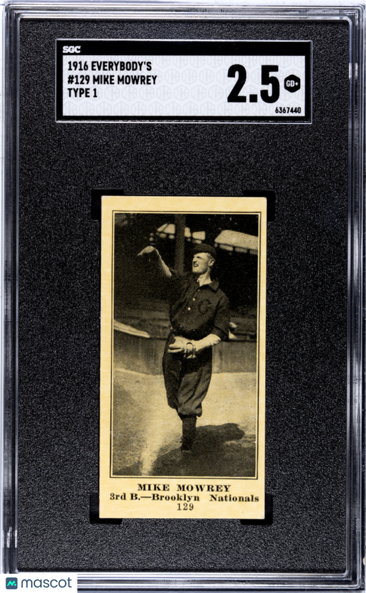 1916 Everybody's Mike Mowrey #129 Type SGC 2.5