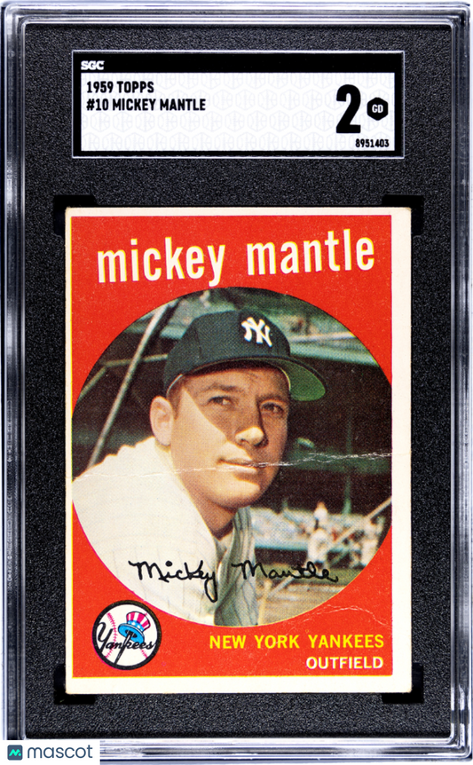 1959 Topps Mickey Mantle #10 SGC 2