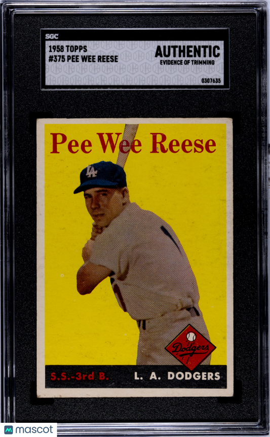 1958 Topps Pee Wee Reese #375 SGC A