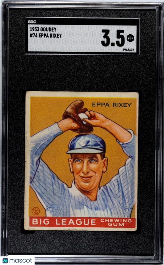 1933 Goudey Eppa Rixey #74 SGC 3.5
