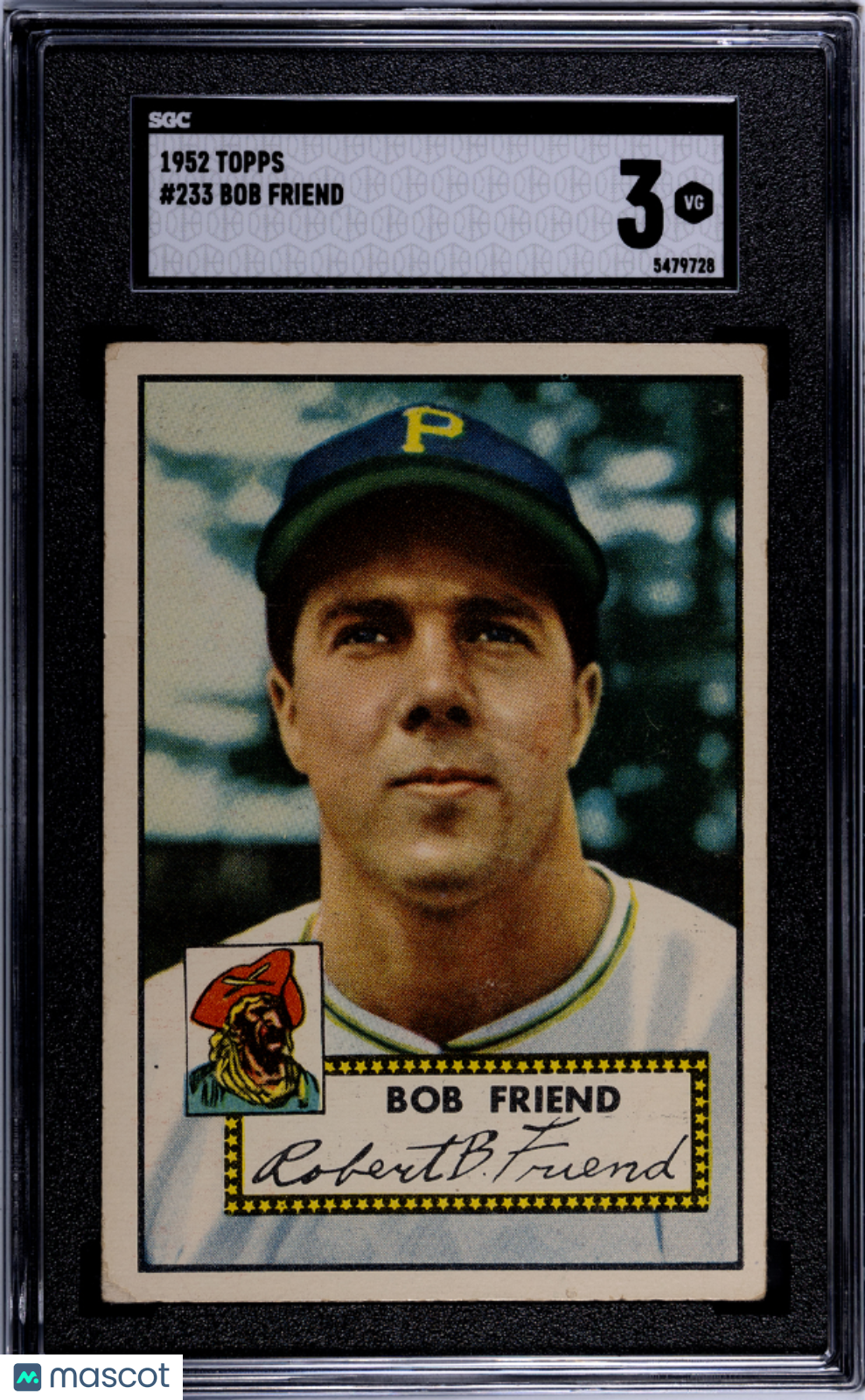 1952 Topps Bob Friend #233 SGC 3