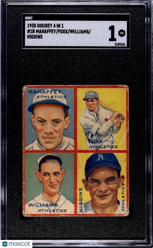1935 Goudey 4 In 1 Higgins Williams Foxx Mahaffey #1B SGC 1