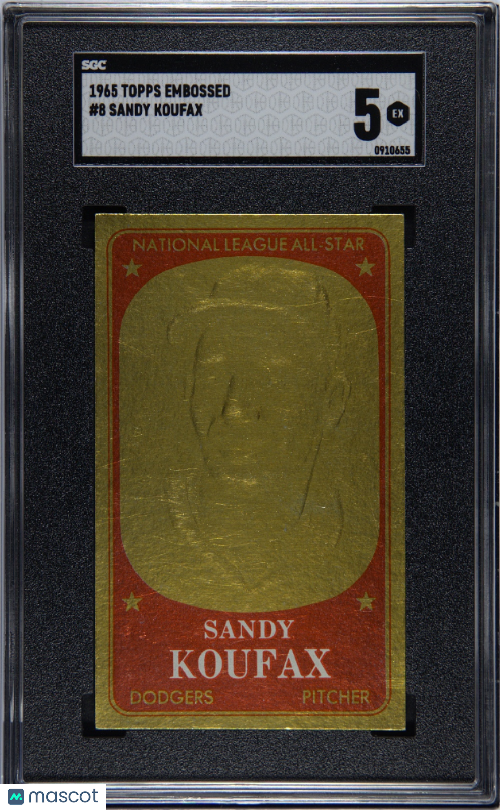 1965 Topps Embossed Sandy Koufax #8 SGC 5