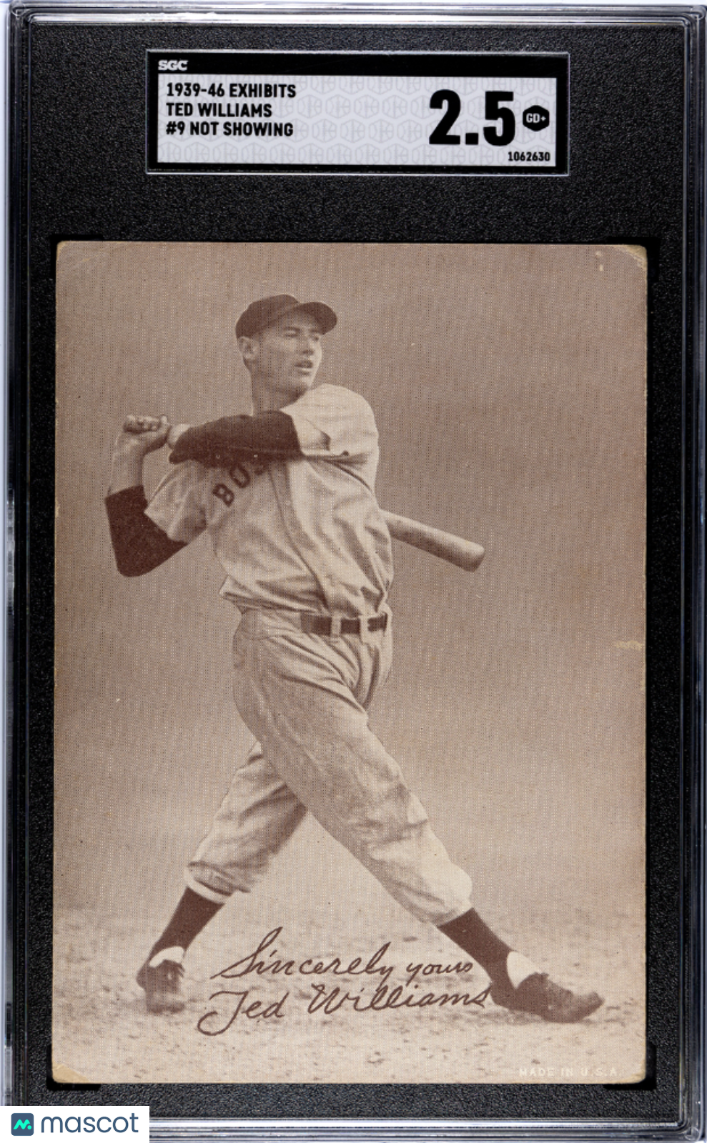 1939 Exhibits Ted Williams #9 Not Showing SGC 2.5
