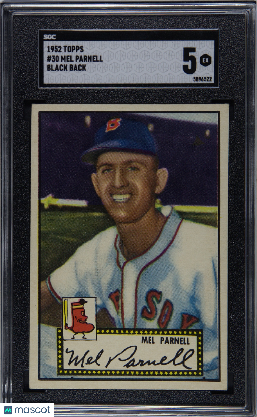 1952 Topps Mel Parnell #30 Black Back SGC 5