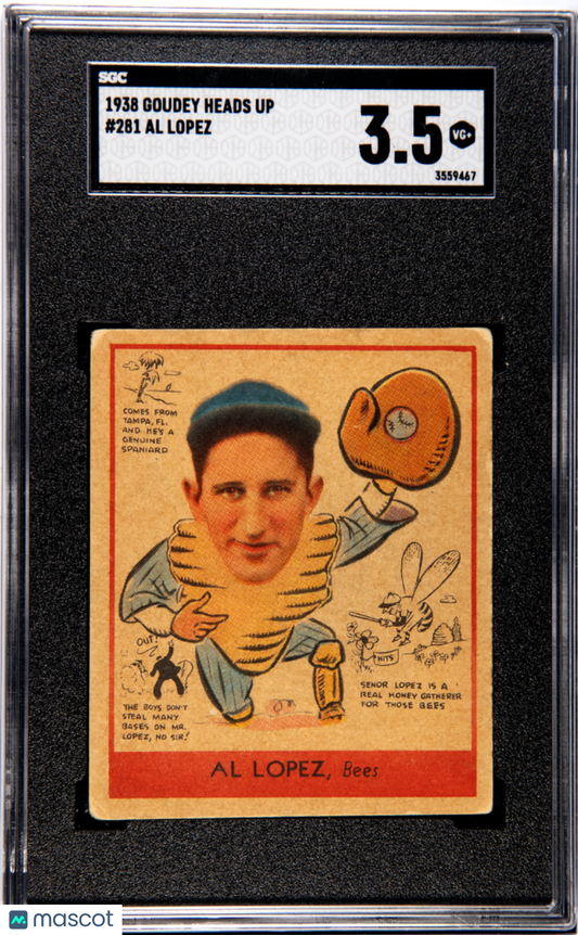 1938 Goudey Heads Up Al Lopez #281 SGC 3.5