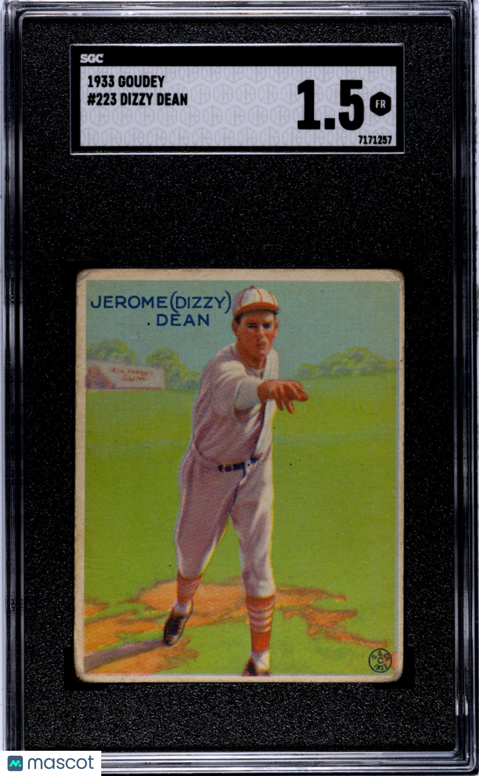 1933 Goudey Dizzy Dean #223 SGC 1.5