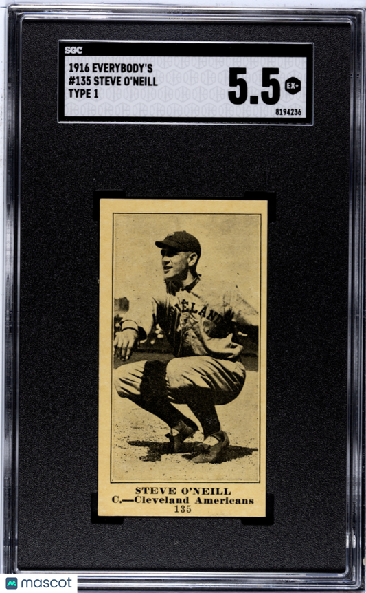 1916 Everybody's Steve O'neill #135 Type SGC 5.5