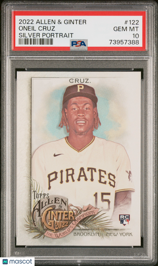 2022 Topps Allen & Ginter Oneil Cruz #122 Silver Portrait PSA 10