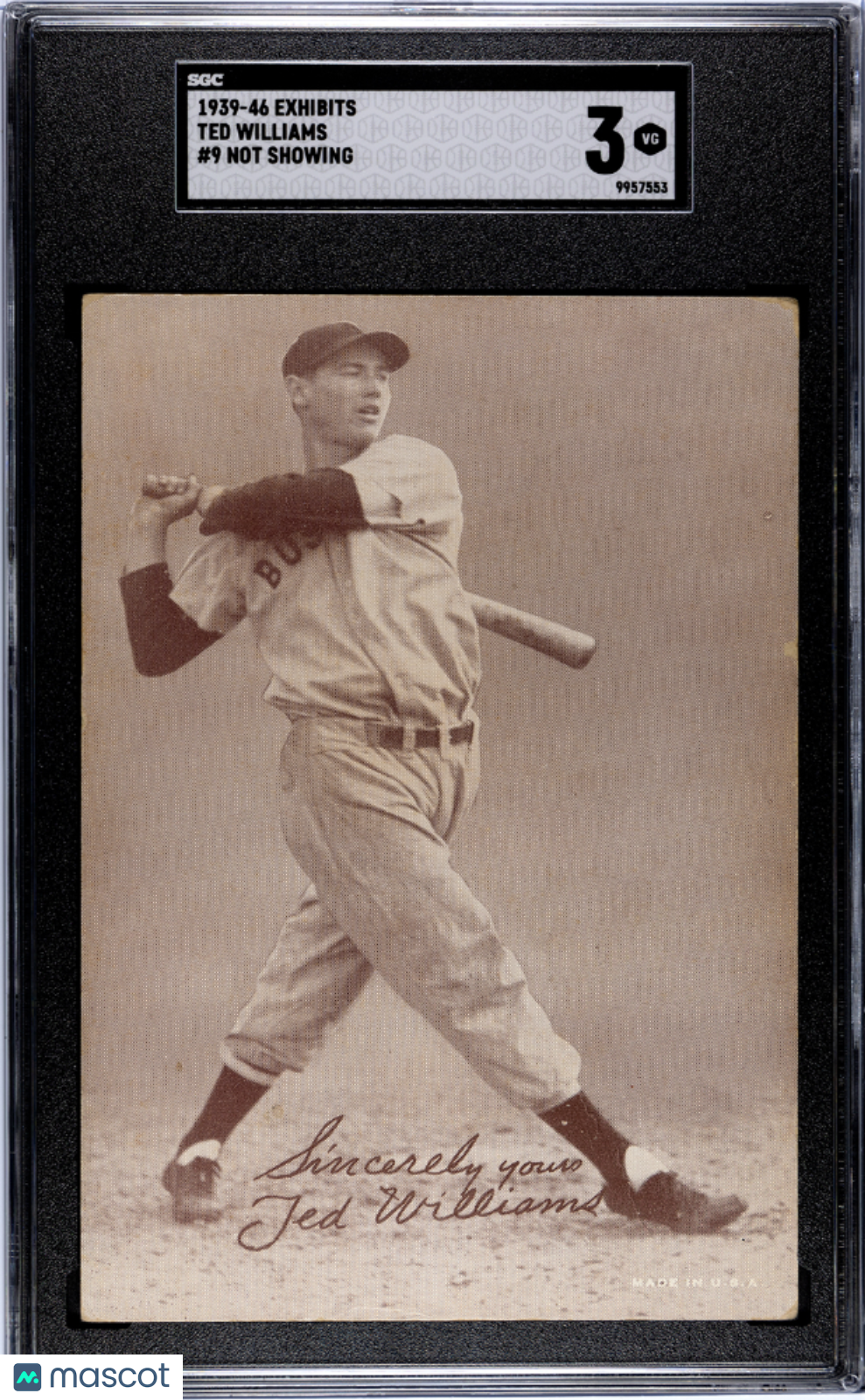 1939 Exhibits Ted Williams #9 Not Showing SGC 3