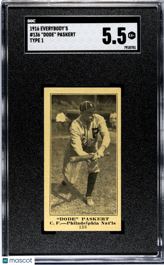 1916 Everybody's Dode Paskert #136 Type SGC 5.5