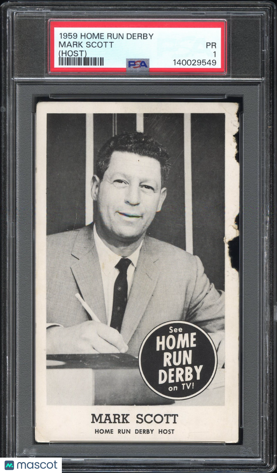1959 Home Run Derby Mark Scott (Host) PSA 1