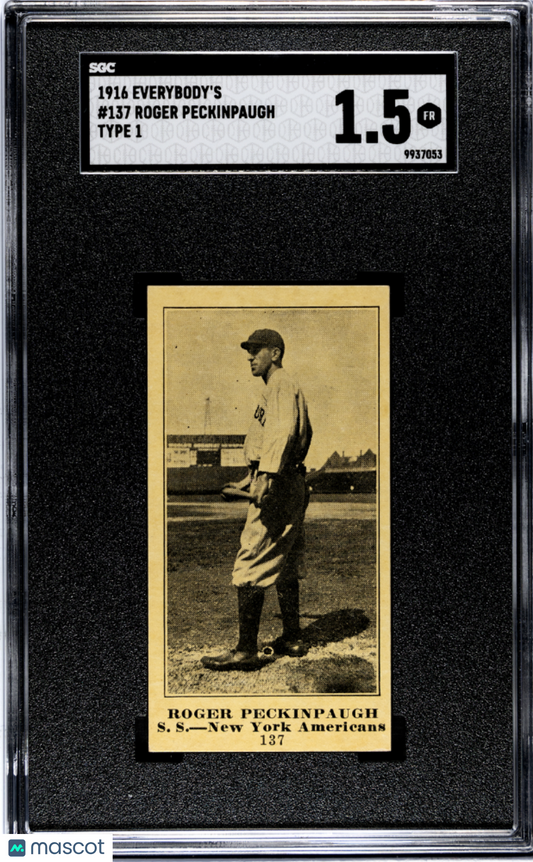 1916 Everybody's Roger Peckinpaugh #137 Type SGC 1.5